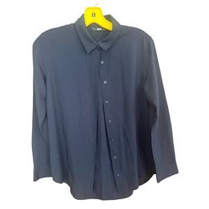 Uni Glo, XXS,  womens navy blue button down shirt